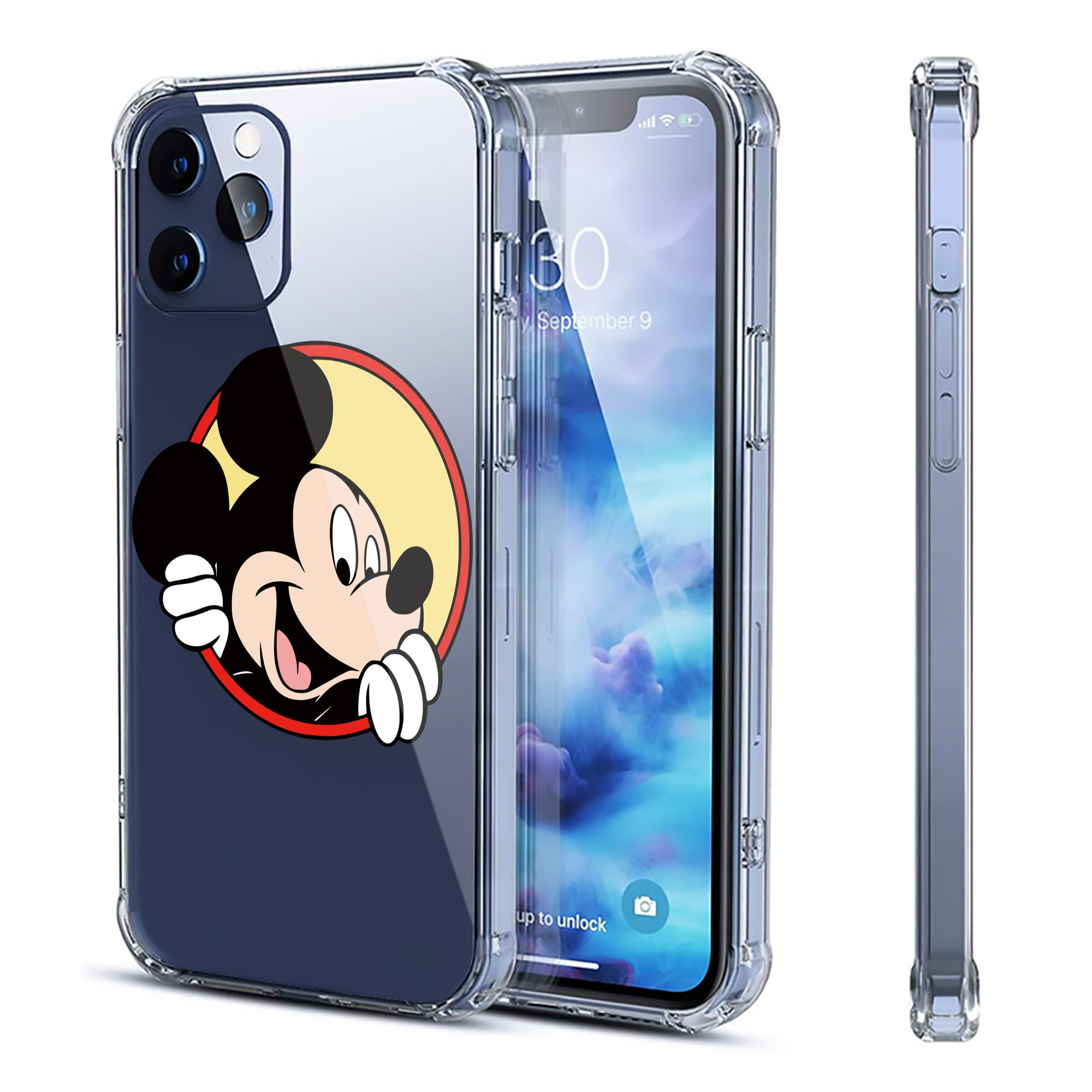 （画像用） ミッキーマウス Mickey Mouse 【iPhone 12シリーズ対応】透明スマホケース（クリアソフトケース）